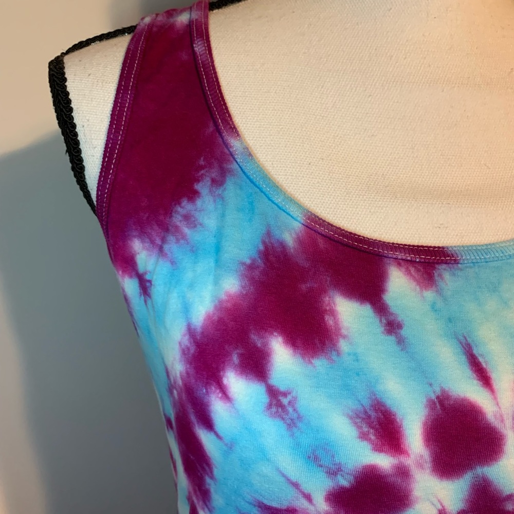 Gildan Blue and Purple Spiral Tie Dye Tank Top - Picture 4 of 7